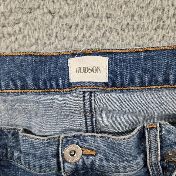 HUDSON Jeans Mens 40 (38x27) Blue Byron 5 Pocket Straight Zip Fly Distressed - Picture 7 of 12